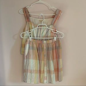 Pastel Plaid Pink Matching Set Top and Skirt NWOT